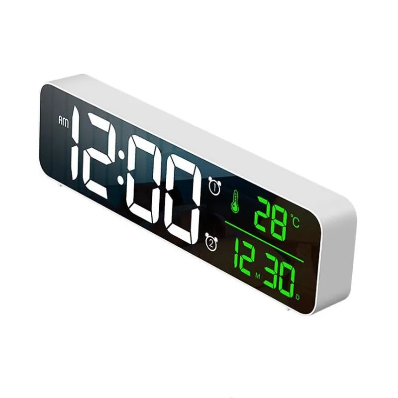 LED réveil numérique température Date affichage Snooze USB bureau miroir horloges LED pour la décoration du salon