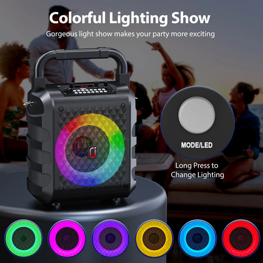 Haut-parleur sans fil FanFun – Karaoké portable avec microphone, lumière LED, design compact