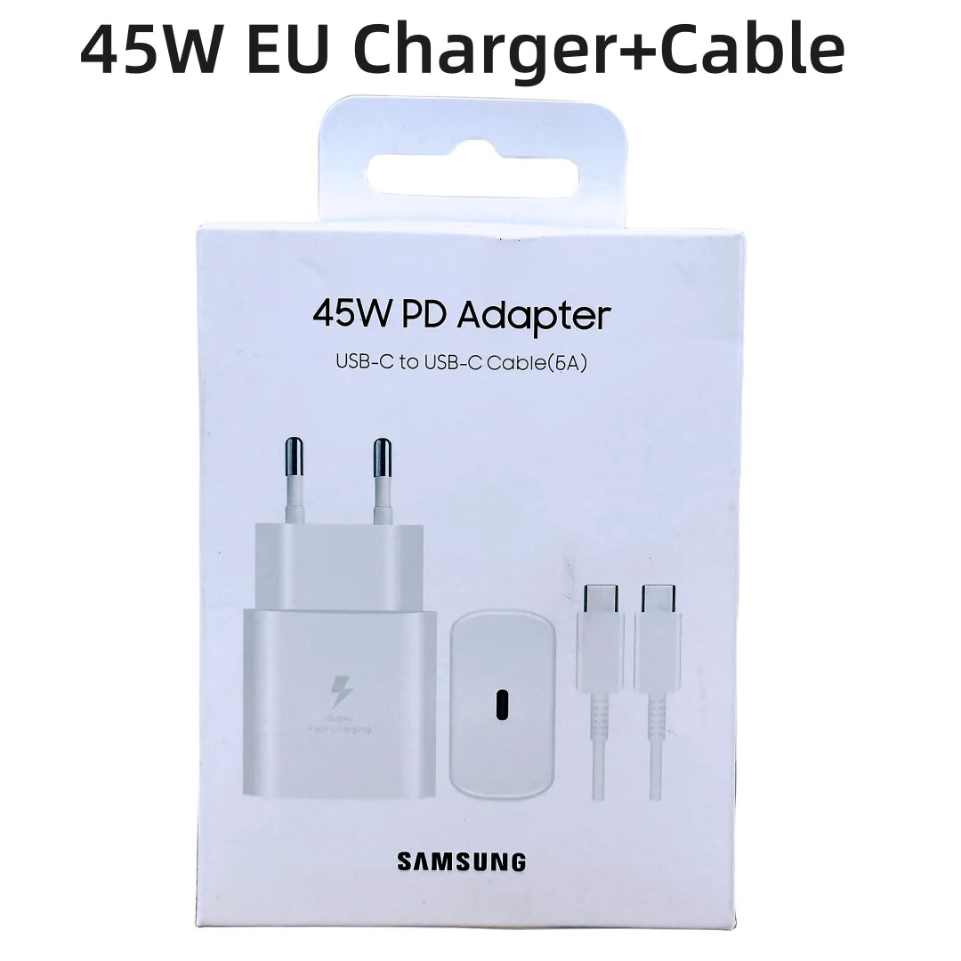 Chargeur Samsung officiel 45W Super Fast Charge – Adaptateur certifié UE – Type C – Galaxy Z Flip/Fold, S23/S24/S22/S21/S20 Ultra