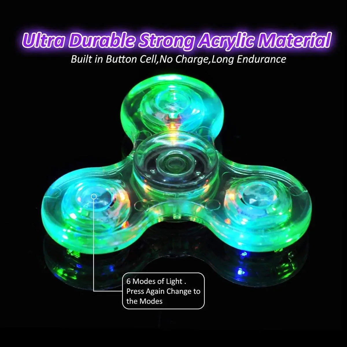 Fidget Spinner lumineux à LED – Jouet anti-stress Mini EDC, brille dans la nuit
