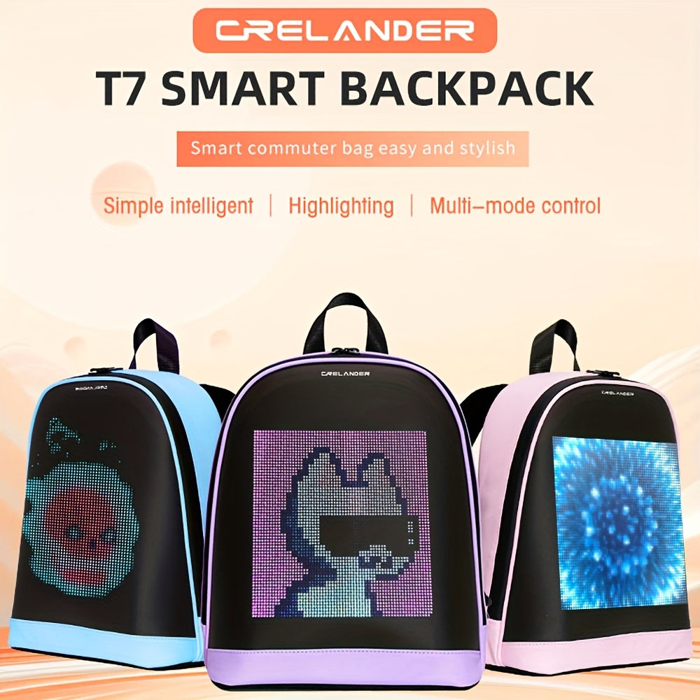 Sac à dos LED CRELANDER 30,48 cm – Écran programmable, sac à dos intelligent et tendance pour ordinateur portable, usage quotidien et déplacements