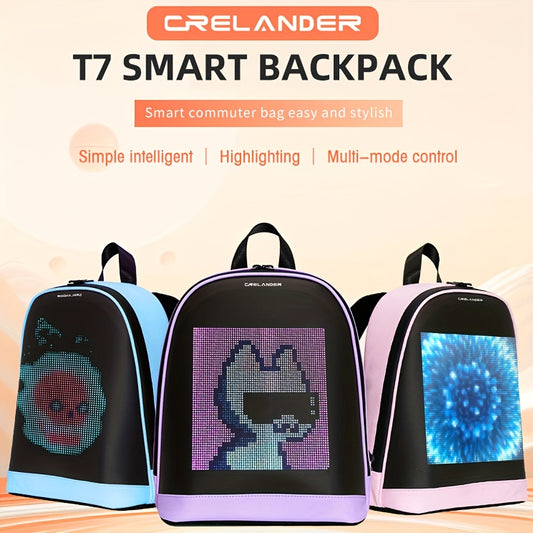 Sac à dos LED CRELANDER 30,48 cm – Écran programmable, sac à dos intelligent et tendance pour ordinateur portable, usage quotidien et déplacements