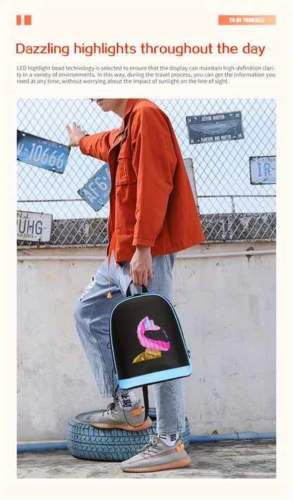 Sac à dos LED CRELANDER 30,48 cm – Écran programmable, sac à dos intelligent et tendance pour ordinateur portable, usage quotidien et déplacements