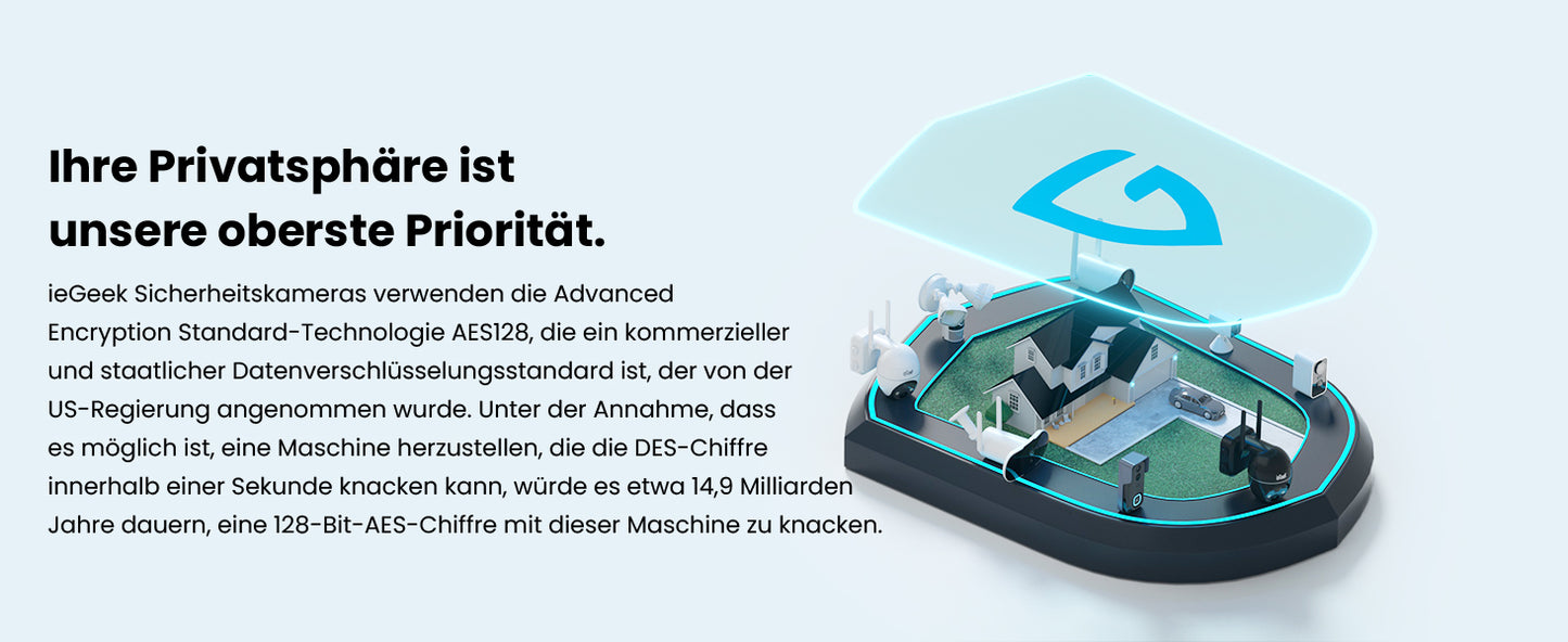 Caméra de surveillance extérieure WiFi ieGeek 2K PTZ – solaire, 360° couleur, détection humaine