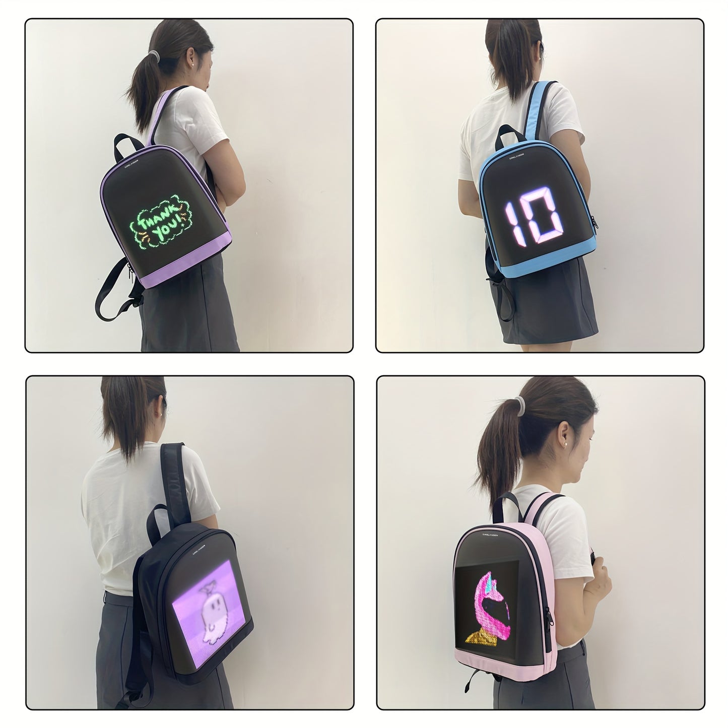 Sac à dos LED CRELANDER 30,48 cm – Écran programmable, sac à dos intelligent et tendance pour ordinateur portable, usage quotidien et déplacements