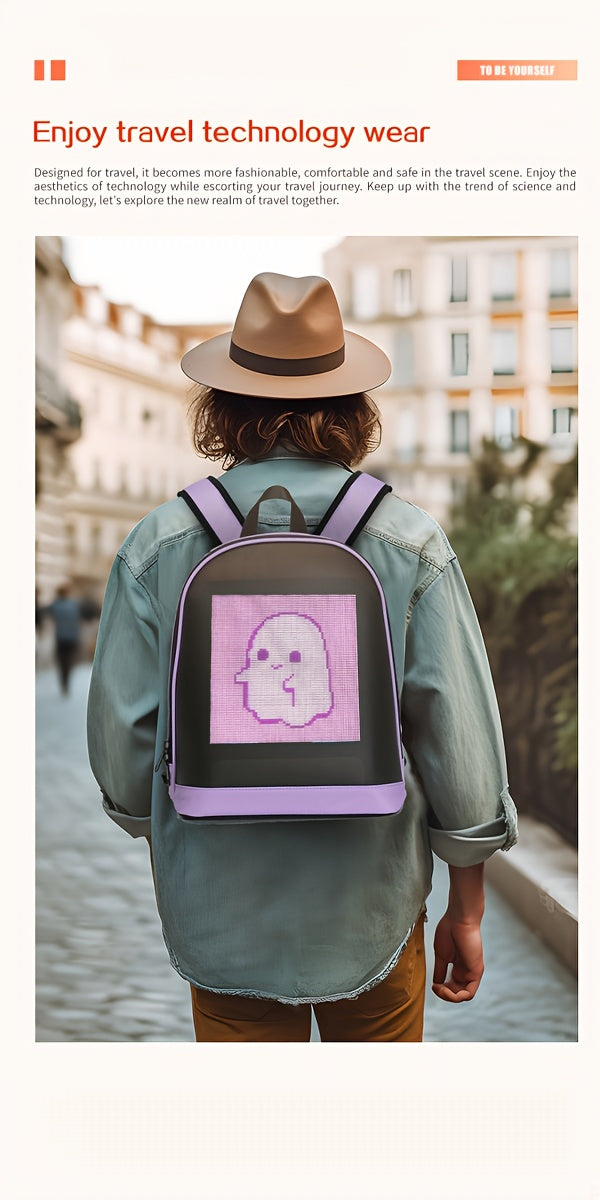 Sac à dos LED CRELANDER 30,48 cm – Écran programmable, sac à dos intelligent et tendance pour ordinateur portable, usage quotidien et déplacements