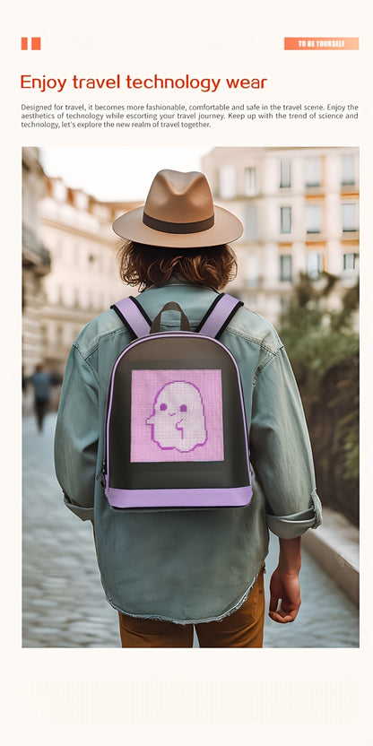 Sac à dos LED CRELANDER 30,48 cm – Écran programmable, sac à dos intelligent et tendance pour ordinateur portable, usage quotidien et déplacements