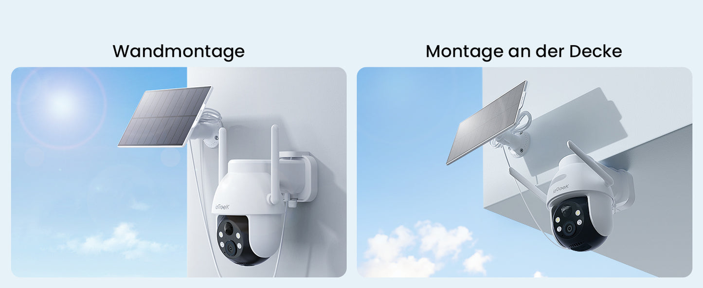 Caméra de surveillance extérieure WiFi ieGeek 2K PTZ – solaire, 360° couleur, détection humaine