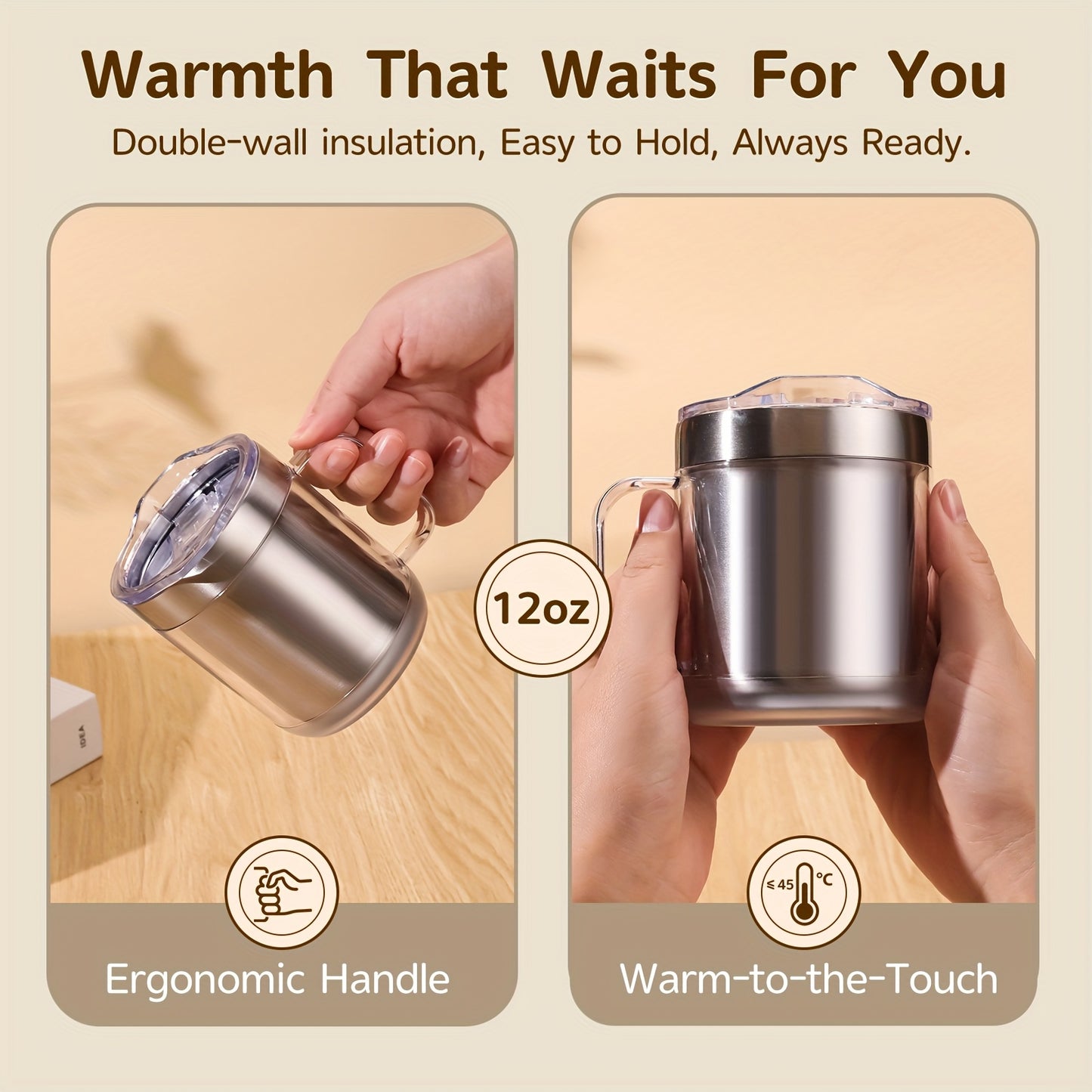 Tasse à café auto‑chauffante – Set chauffe-tasse USB 5V2A, arrêt automatique 10 h, cadeau café & fêtes