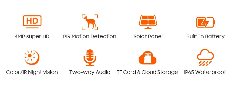 Caméra de surveillance extérieure INQMEGA 2K 4MP PTZ solaire – 4G/WiFi, vision 360°, camouflage animaux