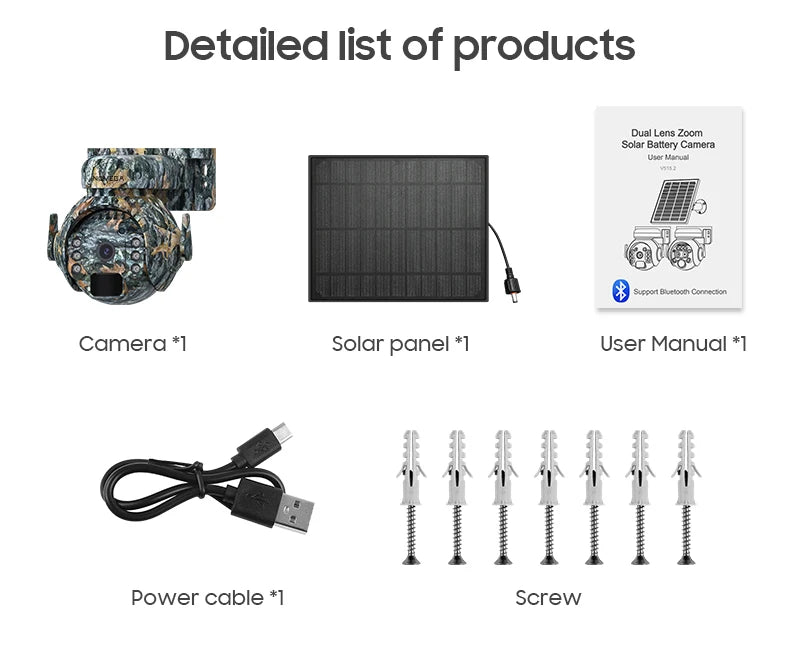 Caméra de surveillance extérieure INQMEGA 2K 4MP PTZ solaire – 4G/WiFi, vision 360°, camouflage animaux