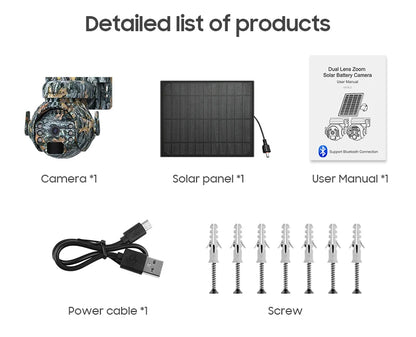 Caméra de surveillance extérieure INQMEGA 2K 4MP PTZ solaire – 4G/WiFi, vision 360°, camouflage animaux