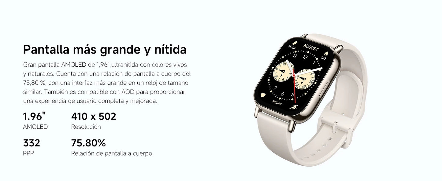 Xiaomi Redmi Watch 5 Lite – Appels Bluetooth, Écran AMOLED 1.96", Cardio & Fitness, 150 modes sportifs, GPS intégré, assistant vocal Alex