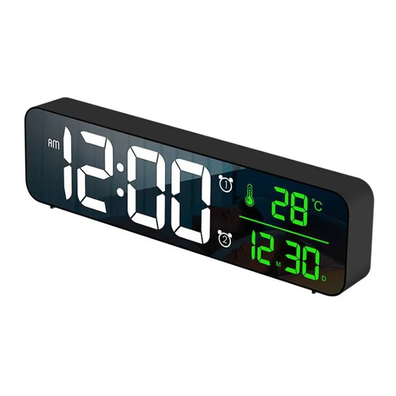 LED réveil numérique température Date affichage Snooze USB bureau miroir horloges LED pour la décoration du salon