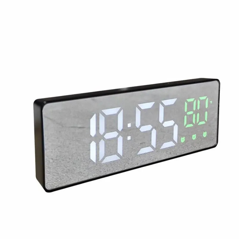 LED réveil numérique température Date affichage Snooze USB bureau miroir horloges LED pour la décoration du salon