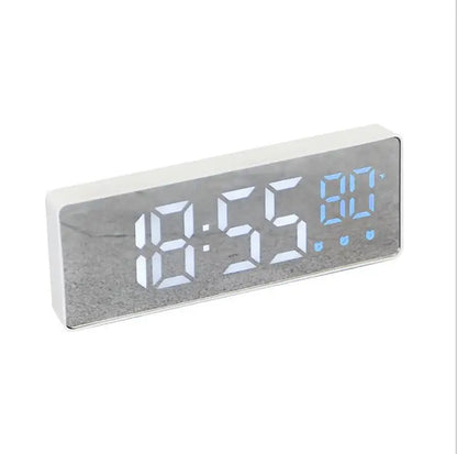 LED réveil numérique température Date affichage Snooze USB bureau miroir horloges LED pour la décoration du salon