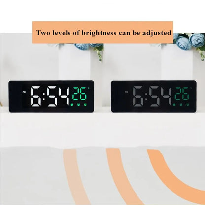 LED réveil numérique température Date affichage Snooze USB bureau miroir horloges LED pour la décoration du salon