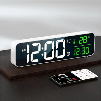 LED réveil numérique température Date affichage Snooze USB bureau miroir horloges LED pour la décoration du salon