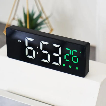 LED réveil numérique température Date affichage Snooze USB bureau miroir horloges LED pour la décoration du salon