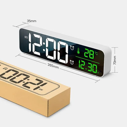 LED réveil numérique température Date affichage Snooze USB bureau miroir horloges LED pour la décoration du salon