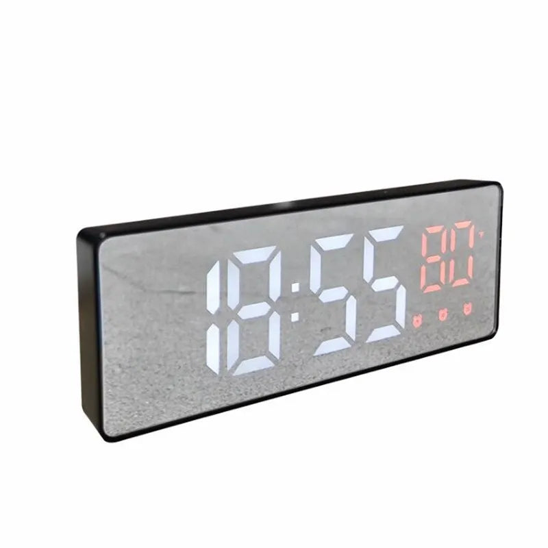 LED réveil numérique température Date affichage Snooze USB bureau miroir horloges LED pour la décoration du salon