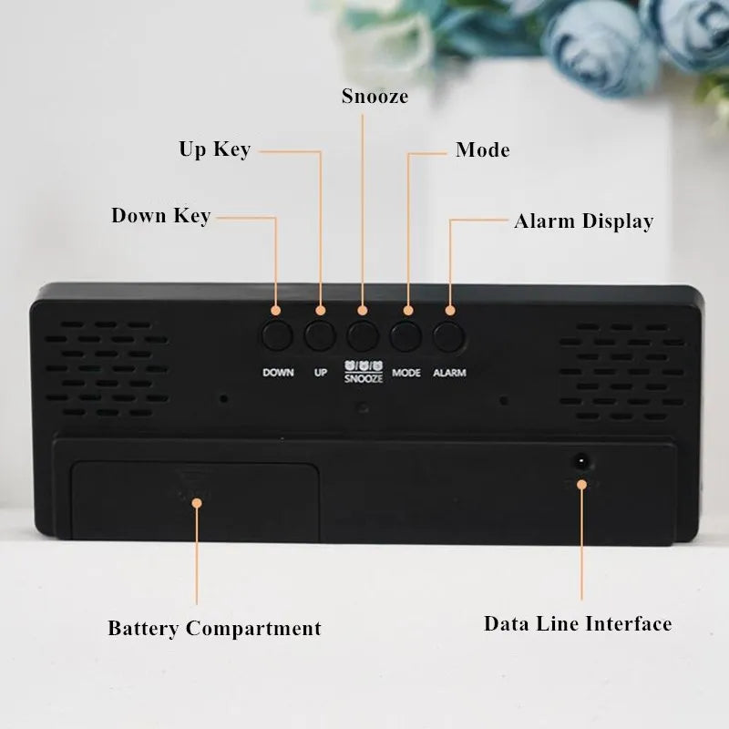 LED réveil numérique température Date affichage Snooze USB bureau miroir horloges LED pour la décoration du salon