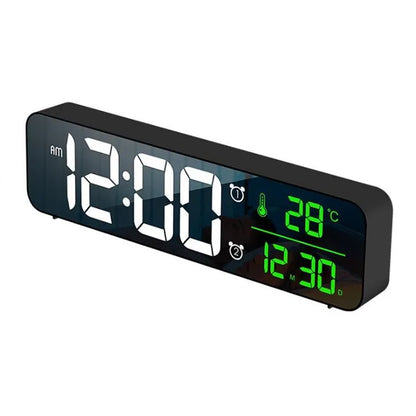 LED réveil numérique température Date affichage Snooze USB bureau miroir horloges LED pour la décoration du salon