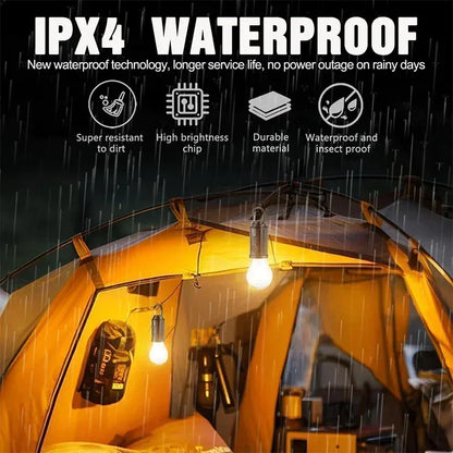 Lampes solaires LED pour Camping – Ampoules rechargeables USB, lampe à intensité variable avec crochets, lumière Vintage pour tente, lanterne, extérieur