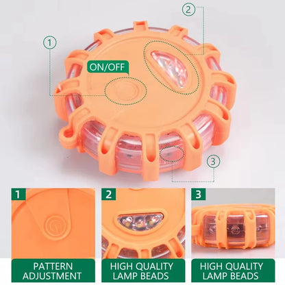 Balise LED magnétique d'urgence pour voiture – stroboscope avertisseur, lumière de sécurité, orange/bleu