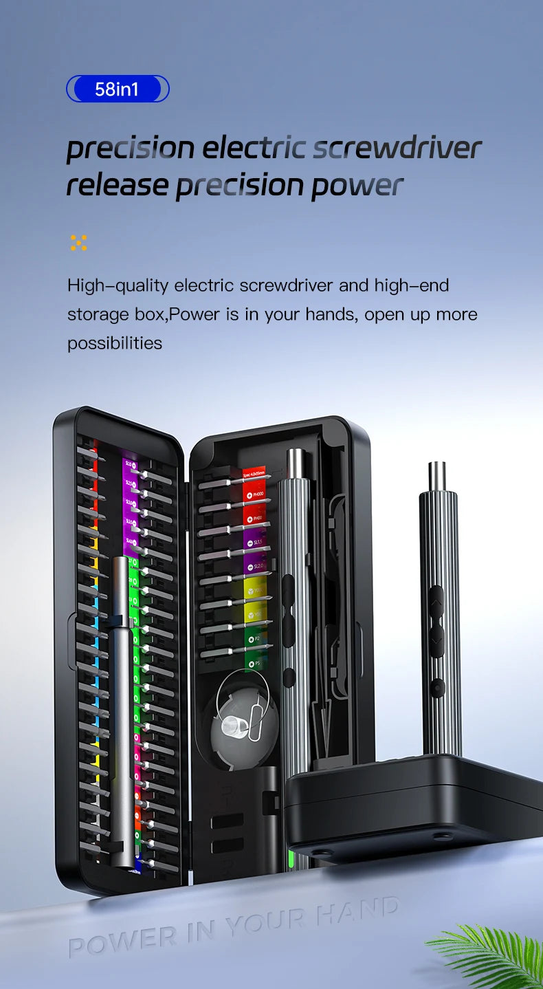 Kit Tournevis Électrique 58 en 1 Rechargeable – Ultra Précision, Réparation Express Smartphones, Montres & Appareils Xiaomi