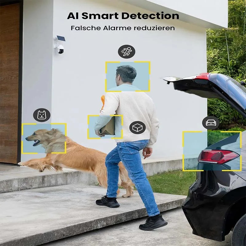 Caméra de surveillance extérieure WiFi ieGeek 2K PTZ – solaire, 360° couleur, détection humaine