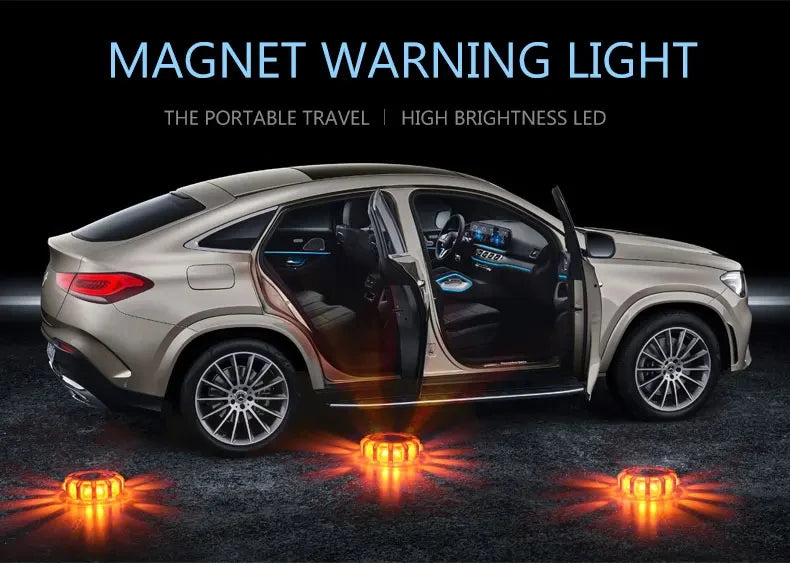 Balise LED magnétique d'urgence pour voiture – stroboscope avertisseur, lumière de sécurité, orange/bleu