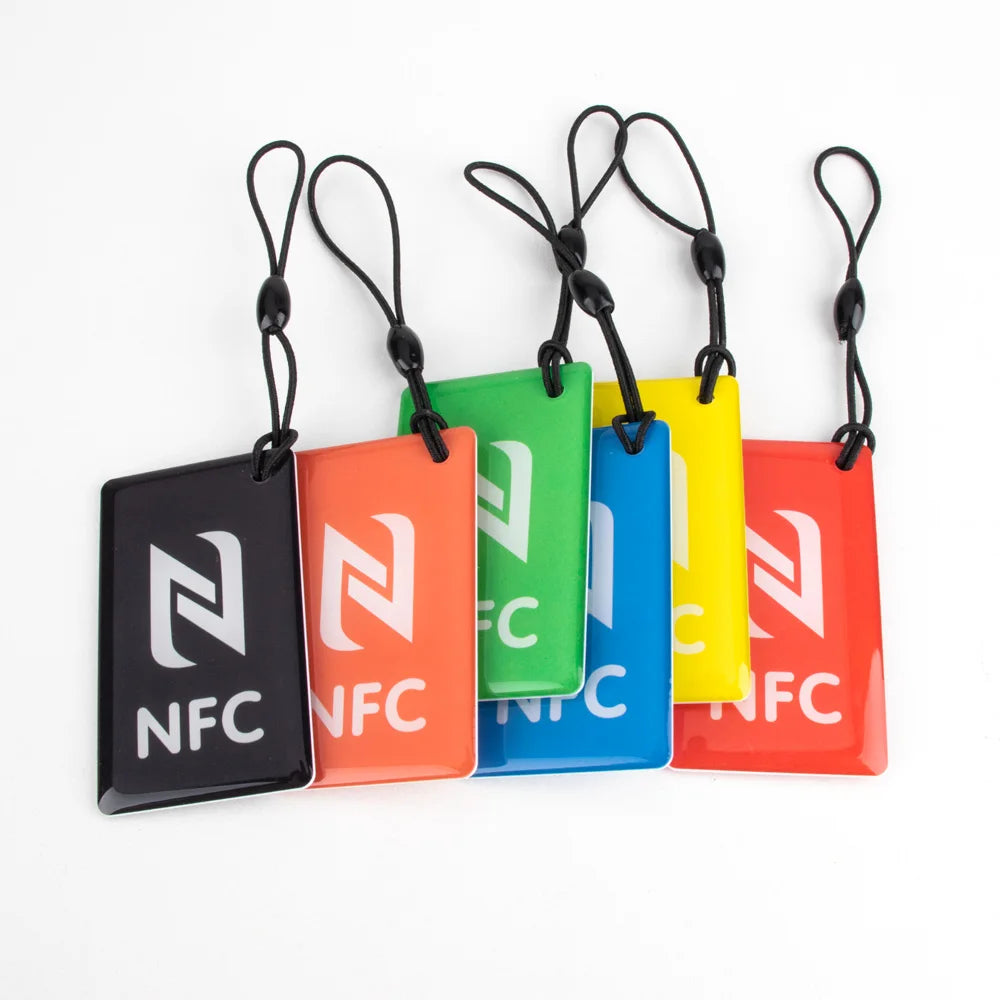 Étiquette de carte à puce rectangulaire Ntag213 CE, résine époxy, 13.56MHz, pack de 6 couleurs