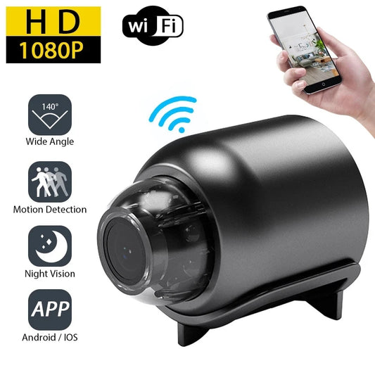 Mini caméra WiFi 1080P X5 – Vision nocturne infrarouge – Détection mouvement – Surveillance maison, enfants, animaux – Application iOS/Android