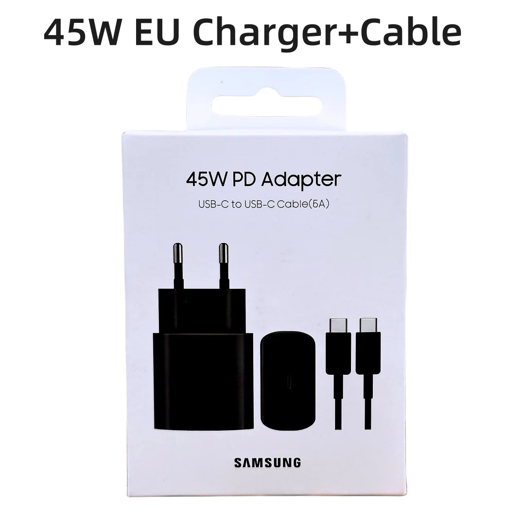Chargeur Samsung officiel 45W Super Fast Charge – Adaptateur certifié UE – Type C – Galaxy Z Flip/Fold, S23/S24/S22/S21/S20 Ultra