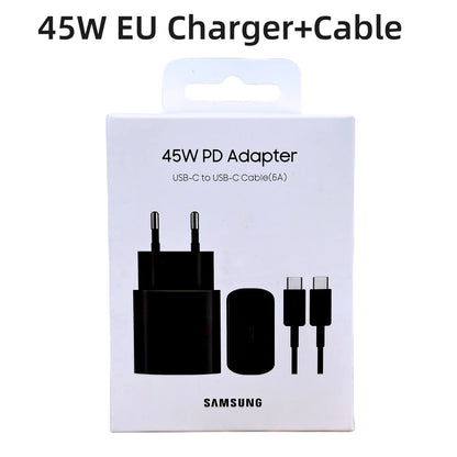 Chargeur Samsung officiel 45W Super Fast Charge – Adaptateur certifié UE – Type C – Galaxy Z Flip/Fold, S23/S24/S22/S21/S20 Ultra