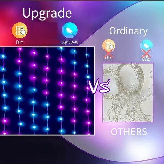 Rideau lumineux LED intelligent, 1 ou 2 pièces – guirlande féerique connectée, synchronisation musique & DIY, étanche