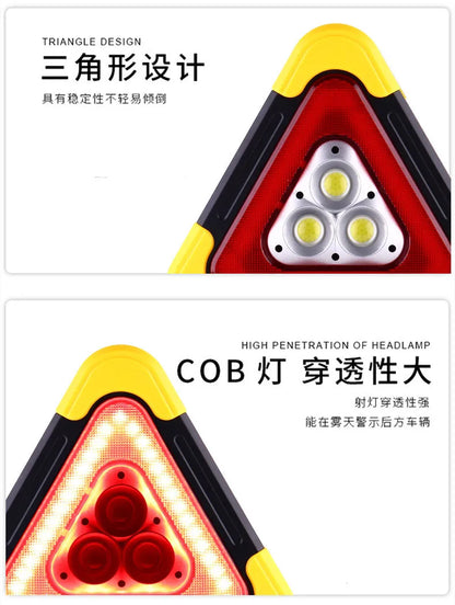 Trépied automobile panneau d’avertissement lumineux – Triangle réfléchissant LED – Feu de secours solaire véhicule – 2 tailles