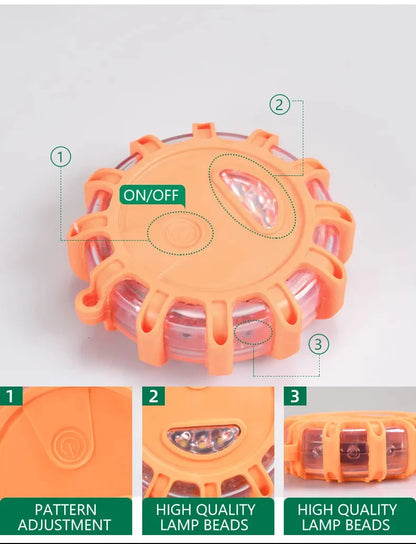 Balise LED magnétique d'urgence pour voiture – stroboscope avertisseur, lumière de sécurité, orange/bleu