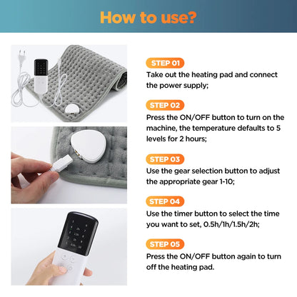 Couverture Chauffante Électrique Ultra-Douce 58x29CM, Chauffage Multifonction pour Lit, Canapé et Usage Domestique