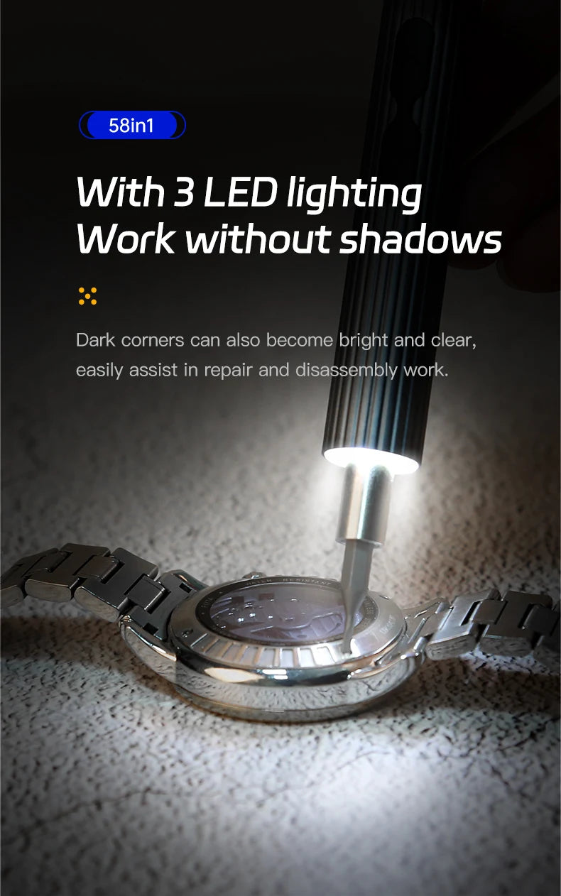 Kit Tournevis Électrique 58 en 1 Rechargeable – Ultra Précision, Réparation Express Smartphones, Montres & Appareils Xiaomi