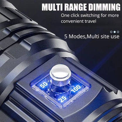 Lampe de poche LED ultra lumineuse, torche tactique puissante, batterie intégrée de 15 000 mAh, projecteurs d'urgence pour camping avec feu arrière