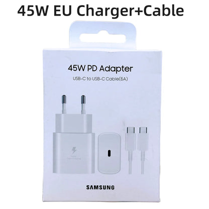 Chargeur Samsung officiel 45W Super Fast Charge – Adaptateur certifié UE – Type C – Galaxy Z Flip/Fold, S23/S24/S22/S21/S20 Ultra