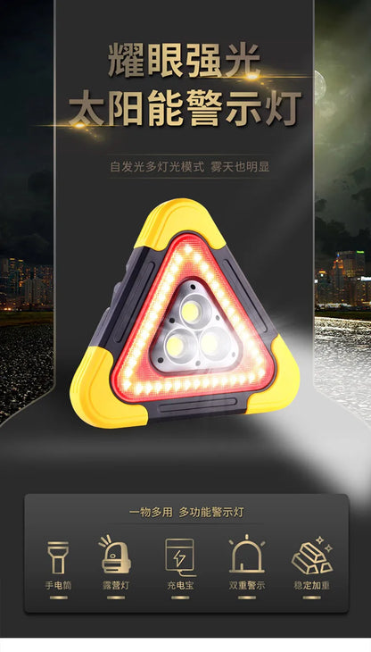 Trépied automobile panneau d’avertissement lumineux – Triangle réfléchissant LED – Feu de secours solaire véhicule – 2 tailles