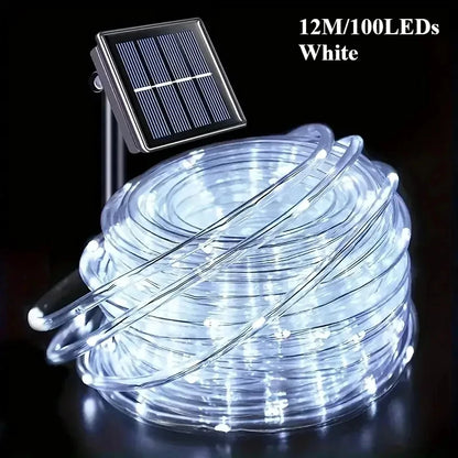 Guirlande LED solaire extérieure étanche – Tube corde féerique – Jardin, déco de vacances, Noël