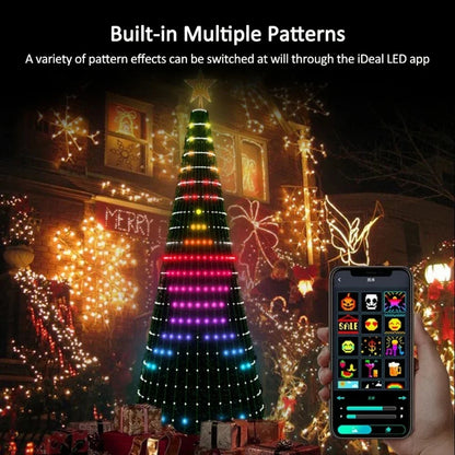Lumière d’étoile de sapin de Noël intelligente RVB – minuterie à distance, application Bluetooth, guirlande LED magique
