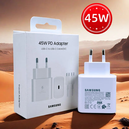 Chargeur Samsung officiel 45W Super Fast Charge – Adaptateur certifié UE – Type C – Galaxy Z Flip/Fold, S23/S24/S22/S21/S20 Ultra