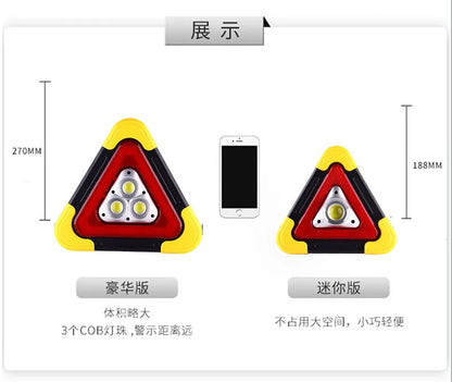 Trépied automobile panneau d’avertissement lumineux – Triangle réfléchissant LED – Feu de secours solaire véhicule – 2 tailles