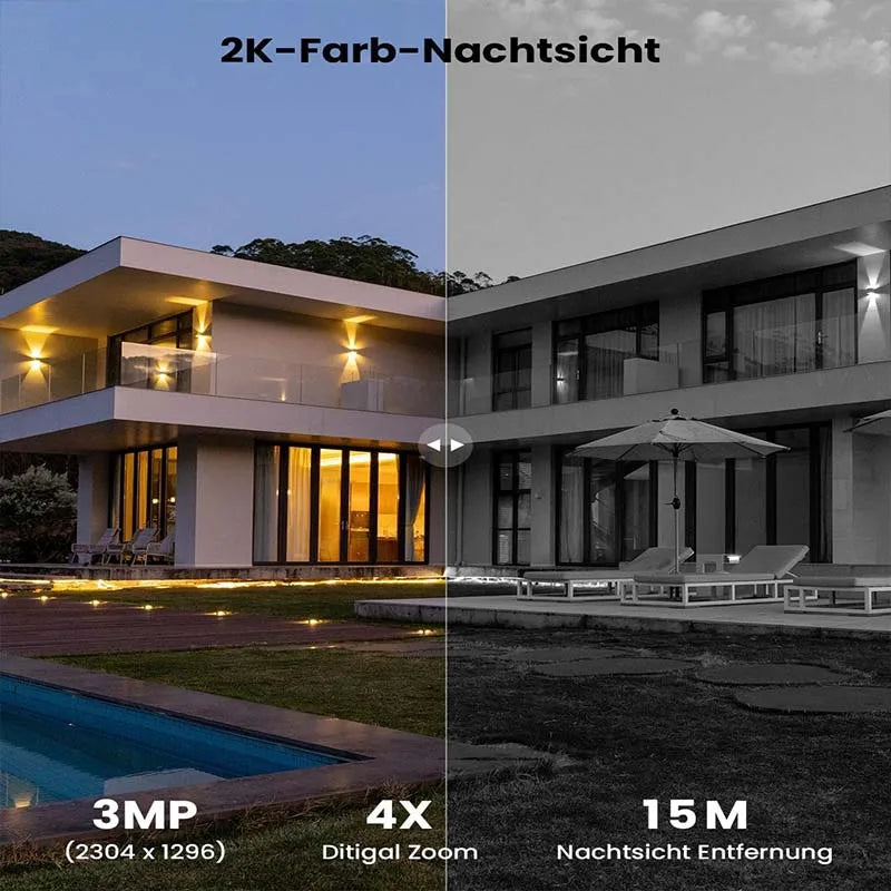 Caméra de surveillance extérieure WiFi ieGeek 2K PTZ – solaire, 360° couleur, détection humaine