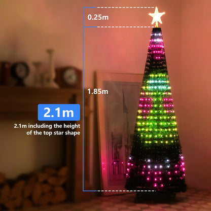 Lumière d’étoile de sapin de Noël intelligente RVB – minuterie à distance, application Bluetooth, guirlande LED magique